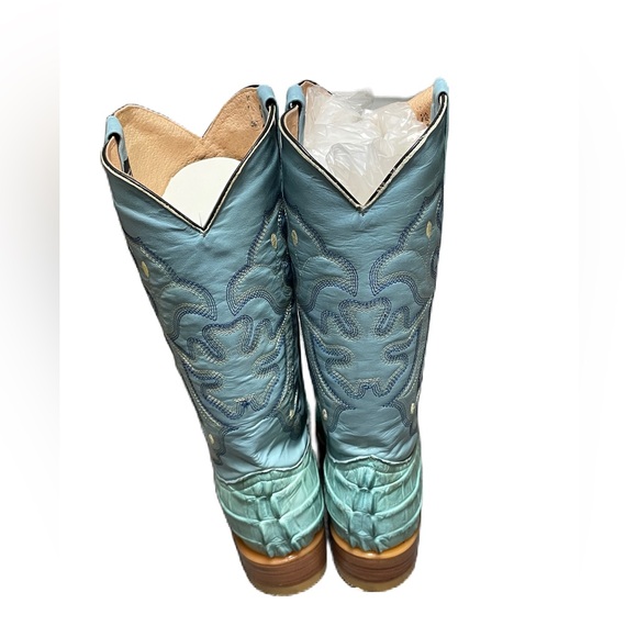 Oliverios Mens Light Blue Crocodile Tail Boot - Picture 2 of 5